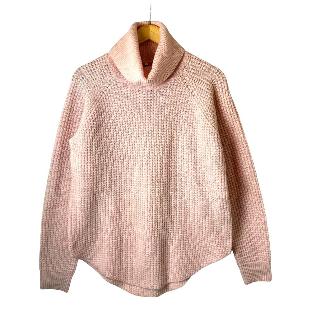 Kuhl Women's Sienna Sweater Medium Pink Waffleknit Turtleneck Cozy Gorpcore